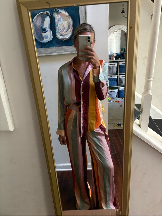 Noel Pants - Striped Multicolor Wide-Leg Pants Set  — Women's Lounge Trousers